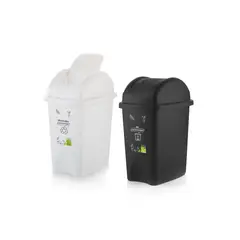 ESTRA - Set Canecas Plástica 10L Blanco Reciclable Negro No aprovechables Con Tapa Vaiven
