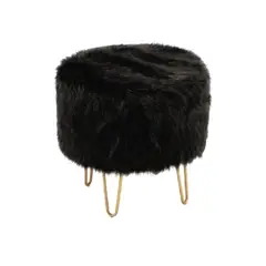 BANZAY - Silla Puff Peluche Para Tocador Negro