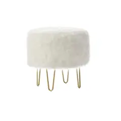 BANZAY - Silla Puff Peluche Para Tocador Blanco