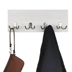BANZAY - Perchero De Pared 4 Ganchos Dobles Blanco Kallio