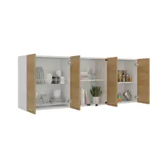 RTA DESIGN - Gabinete Superior Vidrio 60X150X31.5 Blanco Madera Natural