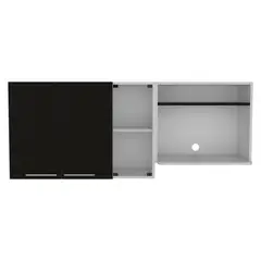 RTA DESIGN - Gabinete Superior Con Modulo Para Campana Extractora Incluye Locero y Portavasos 60.2x150x40 Blanco y Wengue