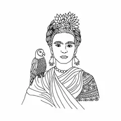 ADAZIO - Vinilo Frida Kahlo Y El Loro M 80X100Cm