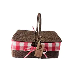 GENERICO - Canasta Picnic Rectangular acce Marrón 29x15x29 cm