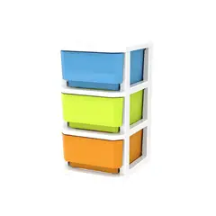 ESTRA - Cajonero Piso 3 Cajón 33x61x38cm Blanco-Azul-Verde-Naranja