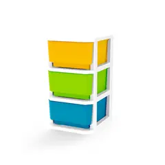 ESTRA - Cajonero de Piso 3 Cajones 33x61x38cm Blanco-Azul-Verde-Amarillo