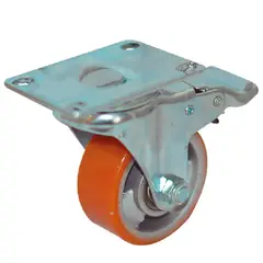 DISCOVER - Rodachina PU giratoria c/freno, doble rodamiento 75 mm 3"