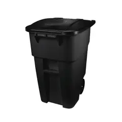 RUBBERMAID - Contenedor Plástico Negro Con Tapa y Ruedas 189 Litros