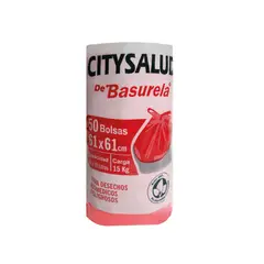 CITYSALUD - Bolsa Basura 61X61cm Rollo X50Und Pequeña Rojo