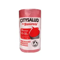 CITYSALUD - Bolsa Basura 40X50cm Rollo X50Und Minipapelera Rojo