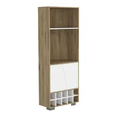 JUST HOME COLLECTION - Bar Esquinero Fraktal Macadamia + Blanco Nevado 180x68,9x65,8 cm