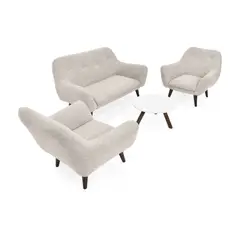 ROCA - Sala Lincoln + 2 Poltronas Taupe + Mesa Charlotte