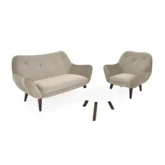 ROCA - Sala Lincoln Taupe + Mesa Charlotte