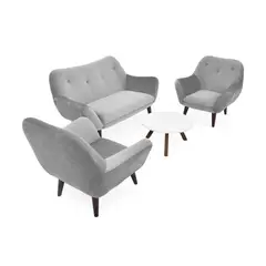 ROCA - Sala Lincoln Plata + 2 Poltronas + Mesa Charlotte