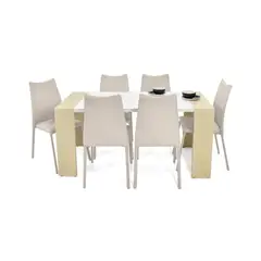 ROCA - Mesa Illinois Miel + 6 Sillas Palermo Beige