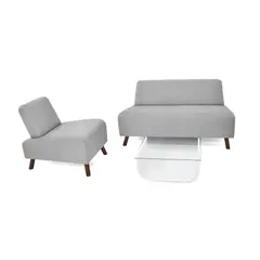 ROCA - Sala Manhattan Plata + Mesa Lincoln Vidrio