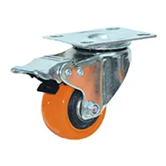 DISCOVER - Rodachina Giratoria Freno Doble Rodamiento Naranja Pvc 50 Mm