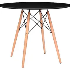 AKIVOY - Mesa De Comedor Eames En Vidrio Redondo Negro