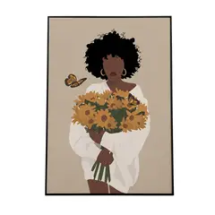 DE CASA - Cuadro Mujer con Girasoles 50x70