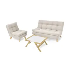 HOGAR VENECIA - Sala Toulouse Tela Beige + Mesa Centro Dakota