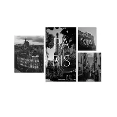 AREAS - Set de 4 Cuadros Ciudades Mdf