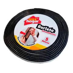 MAX HOGAR - Burlete Para Puertas Y Ventanas Negro (5 Mts*12.5 Mm)