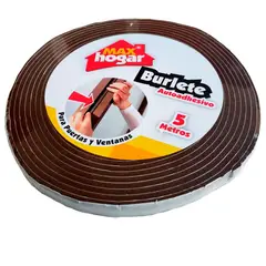 MAX HOGAR - Burlete Para Puertas Y Ventanas Cafe (5 Mts*12.5 Mm)