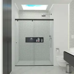 AMBIENTES Y SOLUCIONES - División De Baño 110 A 120cmx180cm Platinum Corr Negra 8mm