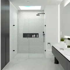 AMBIENTES Y SOLUCIONES - División De Baño 65 A 70cmx180cm Premium Batien Negra 8mm