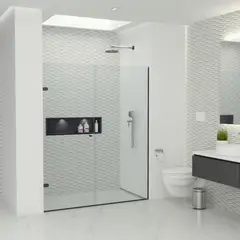 AMBIENTES Y SOLUCIONES - División De Baño 80 A 90cmx180cm Amiga Batient Negra 6mm