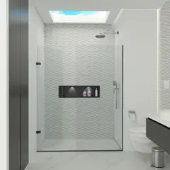 AMBIENTES Y SOLUCIONES - División De Baño 90 A 100cmx180cm Amiga Batient Negra 6mm