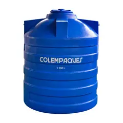 COLEMPAQUES - Tanque Agua Cilíndrico 2200Lt Tricapa Tapa Giro Azul
