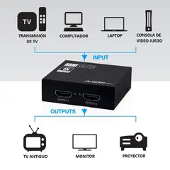 ARGOMTECH - Divisor Hdmi Argom Tech De 2 Salidas 4K Ultra Hd Plug & Play Arg-Av-5110