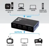 ARGOMTECH - Divisor Hdmi Argom Tech De 4 Salidas 4K Ultra Hd Plug & Play Arg-Av-5114