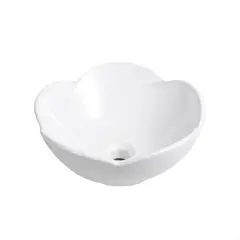 CCOL - Lavamanos Ceramica Sobreponer Flor Blanco Moderno