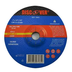 DISCOVER - Disco Desbaste Metal 7" X 1/4" X 7/8" T27