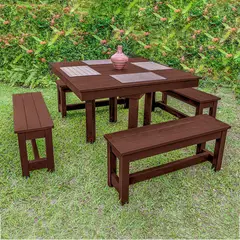 GENERICO - Juego Comedor Exterior 5 Piezas Mara Plas Caoba