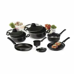 UNIVERSAL - Batería de cocina Aliada 11 piezas aluminio Negra