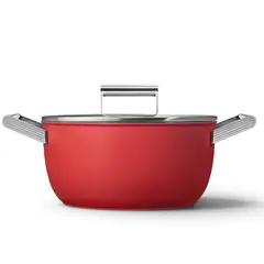 SMEG - Olla Antiadherente con Tapa 5 Cuartos Crema
