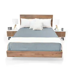 HOGAR VENECIA - Cama Doble Libia 198X146X110 Mácula + 2 Mesas Noche