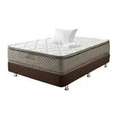 COLCHONES FANTASIA - Combo Colchón Queen Fantasía Galaxy 160x190X29 + Base Cama lino café + 2 Almohadas Siliconadas + Protector de Colchón