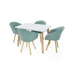 HOGAR VENECIA - Comedor 4 Puestos Lugo Matiz Sillas Tokyo Aqua