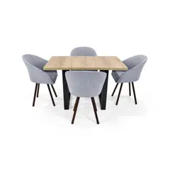 HOGAR VENECIA - Comedor 4 Puestos Marsella Sillas Tokyo Tela Acero