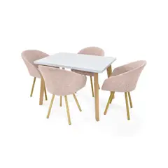 HOGAR VENECIA - Comedor 4 Puestos Lugo Matiz Sillas Tokyo Tela Rosa