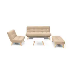 HOGAR VENECIA - Sala Porto Tela Beige + Mesa Centro Nova