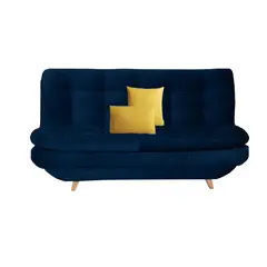 E MADERA - Sofá Cama 3 puestos Poliéster Azul Maison