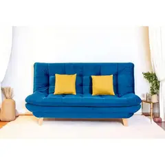 E MADERA - Sofá Cama 3 Puestos Poliéster Azul Maison
