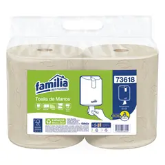 FAMILIA - Toallas De Papel En Rollo Doble Hoja Natural De 100 Metros x 2 Unidades