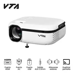 VTA PLUS - Proyector Led 2200 Lumens Full Hd 1080 P Amplia 120" 1 Puerto HDMI, 2 Puertos USB, Puerto Av Funcion Mirror Screen