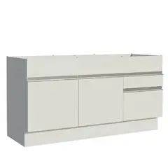 MADESA - Mueble de Cocina Bajo Glamy 1.50 Metros 2 Puertas 2 Cajones - Blanco